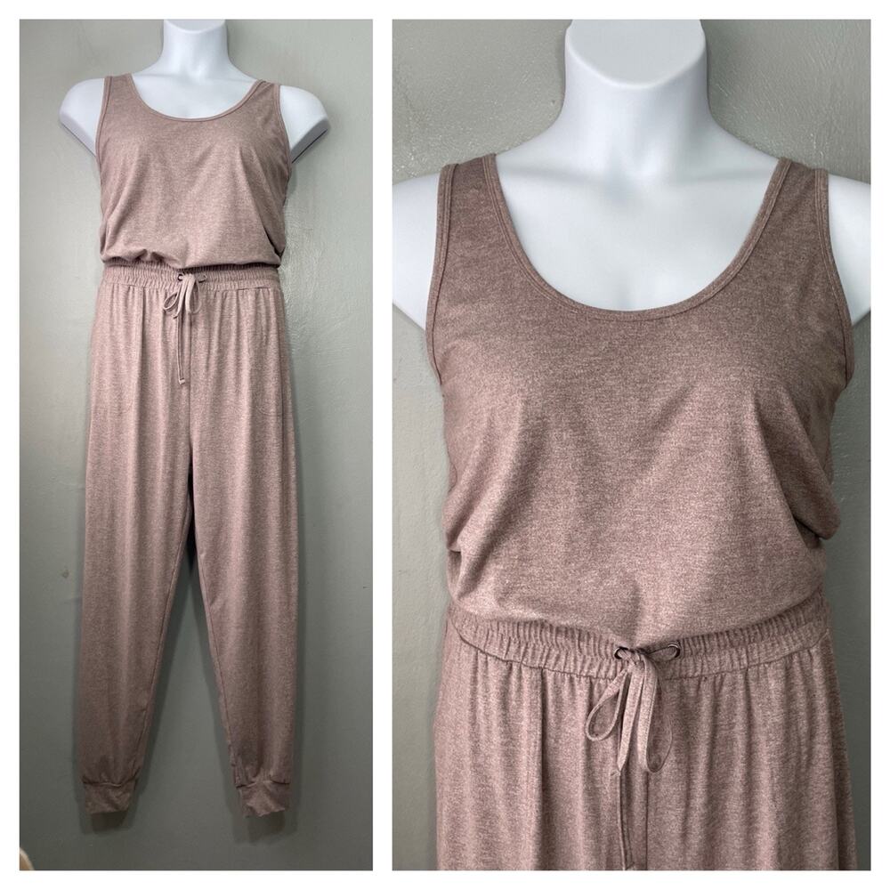 Zobha Jumpsuit Women Size XL Sleeveless Dusty Rose Purple One Piece Knit Joggers